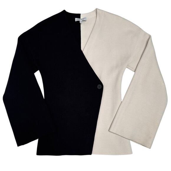 & Other Stories Stockholm Atelier Colorblock Wrap black & cream Cardigan XS - Picture 2 of 15